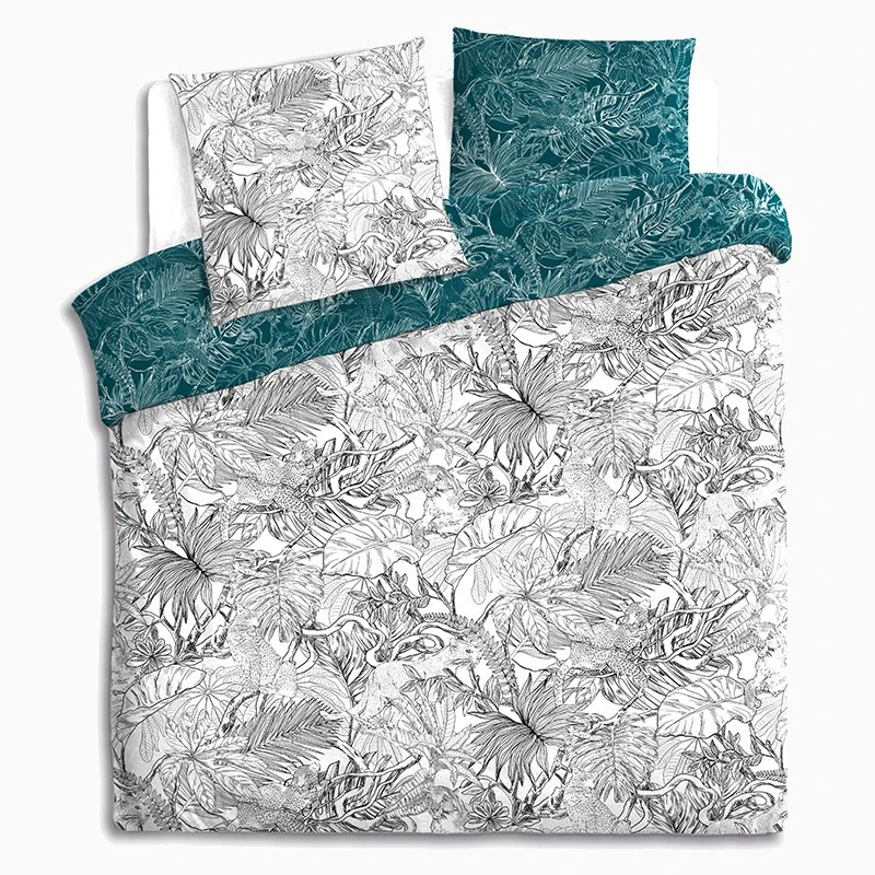 Parure De Lit Jungle Blanc/bleu Canard 240x220 Atmosphera 2 Parure De Lit Jungle Blanc/bleu Canard 240x220 Atmosphera – Image 2