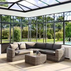 Salon Angle Moorea 5 Places Terre D'ombre Hespéride -ATMOS Boutique salon angle moorea 5 places terre d ombre hesperide 1 2