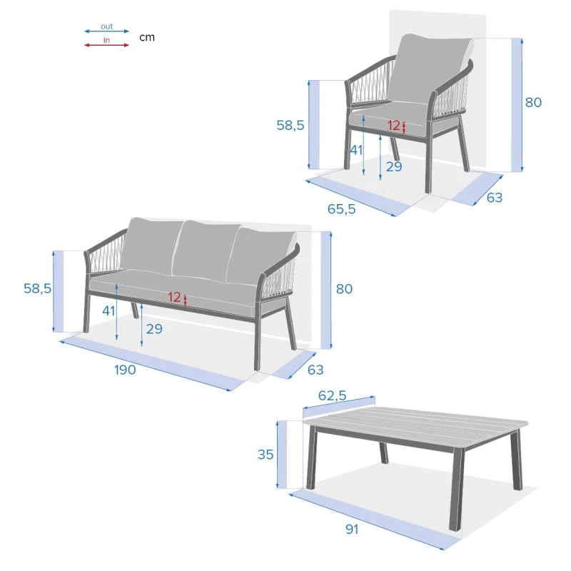 Salon De Jardin Oriengo 5 Places Brique/blanc Hespéride 4 Salon De Jardin Oriengo 5 Places Brique/blanc Hespéride – Image 4