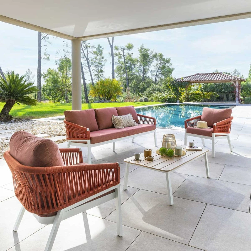 Salon De Jardin Oriengo 5 Places Brique/blanc Hespéride 1 Salon De Jardin Oriengo 5 Places Brique/blanc Hespéride