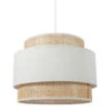 Suspension 3 Abat-jours Cannage Et Tissu Blanc Ostaria