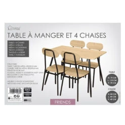 Table à Manger Et 4 Chaises Pieds Métal Noir Friends -ATMOS Boutique table a manger et 4 chaises pieds metal noir friends 1