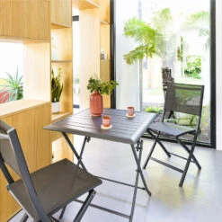 Table Alu Pliante Azua 2 Places Graphite Hespéride -ATMOS Boutique table aluminium azua 2 places noir graphite hesperide 1