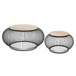 Table Basse X2 Métal Et Bois De Manguier Esther Atmosphera