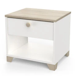 Demeyere Table De Chevet Izzy 1 Tiroir Blanc Et Bois