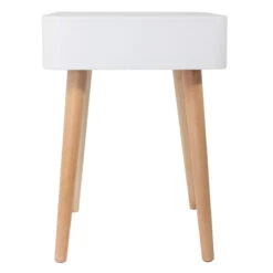 Table De Chevet Pieds Bois 1 Tiroir Blanc -ATMOS Boutique table de chevet pieds bois 1 tiroir blanc 2