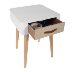 Table De Chevet Pieds Bois 1 Tiroir Blanc -ATMOS Boutique table de chevet pieds bois 1 tiroir blanc 4