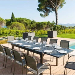 Table Rectangulaire Extensible Piazza 12 P. Graphite Hespéride -ATMOS Boutique table rectangulaire extensible piazza 12 personnes graphite hesperide 5
