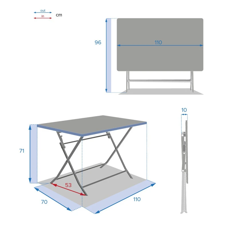 Table Rectangulaire Pliante Greensboro 4p Graphite Hespéride 6 Table Rectangulaire Pliante Greensboro 4p Graphite Hespéride – Image 6