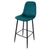 Tabouret De Bar En Velours Bleu Canard Pieds Métal Inoui