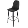 Tabouret De Bar En Velours Noir Pieds Métal Inoui