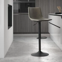 Tabouret De Bar Réglable Trevi PU Gris -ATMOS Boutique tabouret de bar reglable trevi pu gris 1 2