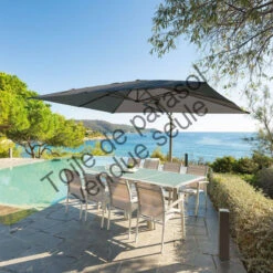 Toile Rempl. Rectangulaire En Oléfine Anthracite Eléa Hespéride -ATMOS Boutique toile remplacement rectangulaire anthracite pour parasol elea hesperide 3