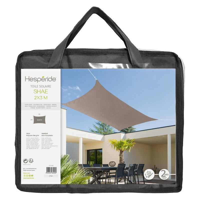 Toile Solaire 2x3m Shae Ardoise Hespéride 2 Toile Solaire 2x3m Shae Ardoise Hespéride – Image 2