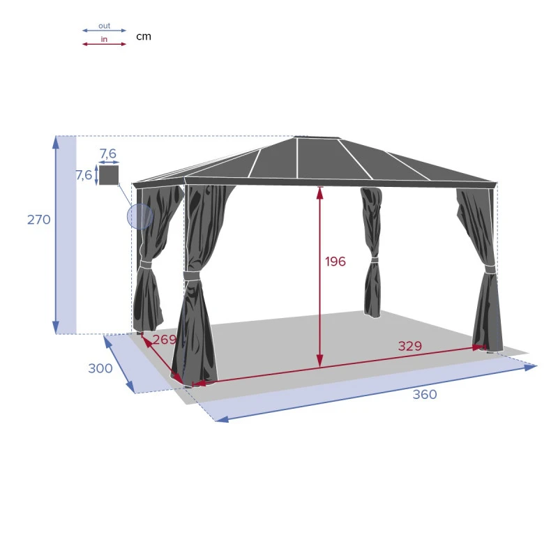 Tonnelle Belize 3,6x3m Graphite Hespéride 4 Tonnelle Belize 3,6x3m Graphite Hespéride – Image 4