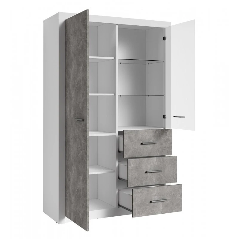 Vitrine 2 Portes Blanc Et Gris Béton Gent 3 Vitrine 2 Portes Blanc Et Gris Béton Gent – Image 3