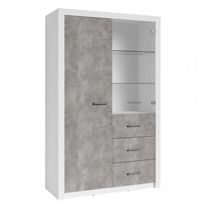 Vitrine 2 Portes Blanc Et Gris Béton Gent 1 Vitrine 2 Portes Blanc Et Gris Béton Gent