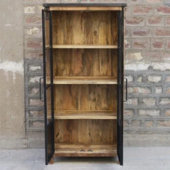 Vitrine 2 Portes Bois De Manguier Et Métal 10 Vitrine 2 Portes Bois De Manguier Et Métal -ATMOS Boutique vitrine 2 portes bois de manguier et metal 1 3