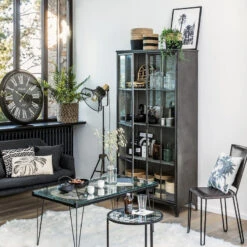 Vitrine Bibliothèque Broc Métal Noir Atmosphera -ATMOS Boutique vitrine bibliotheque broc metal noir atmosphera 2