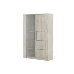 Demeyere Vitrine LED 2 Portes CANNES Chêne Champagne/béton Clair -ATMOS Boutique vitrine led 2 portes cannes chene champagne beton clair 4