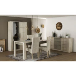 Demeyere Vitrine LED 2 Portes CANNES Chêne Champagne/béton Clair -ATMOS Boutique vitrine led 2 portes cannes chene champagne beton clair 5